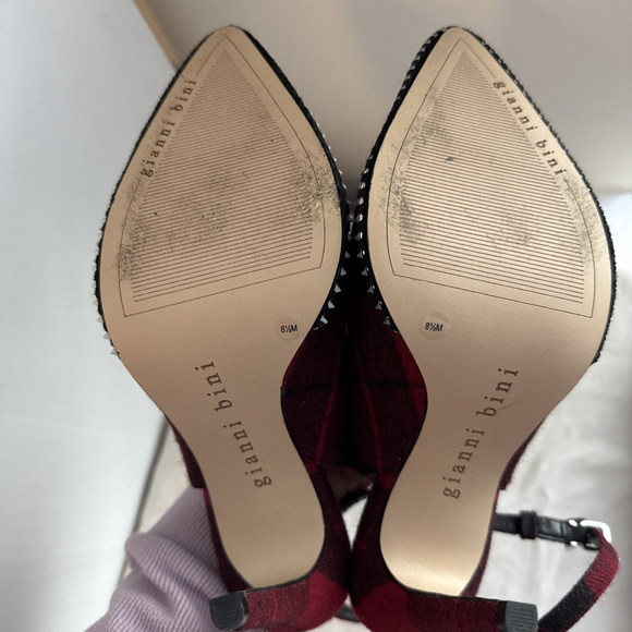 Gianni Bini Women's Flannel Plaid Ankle Strap Pumps, Size 8.5m, Metal Points - Picture 4 of 6